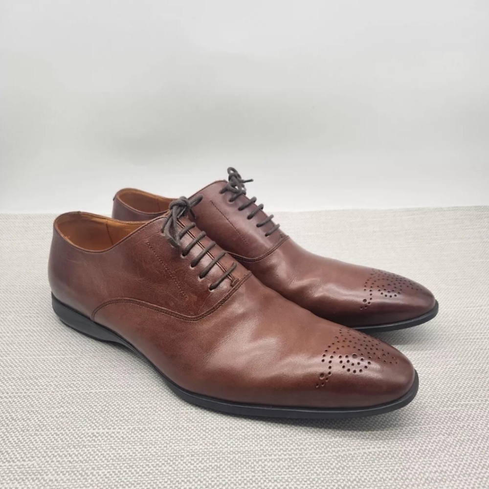 Finsbury Size 43 Brown Leather Oxford Dress Shoes Men